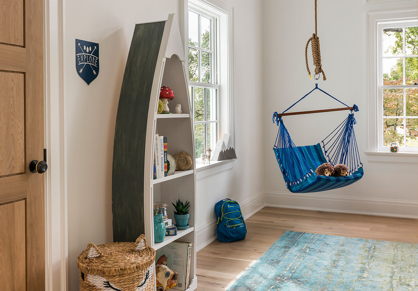 Wooden floors and interior doors in the kids’ living space.