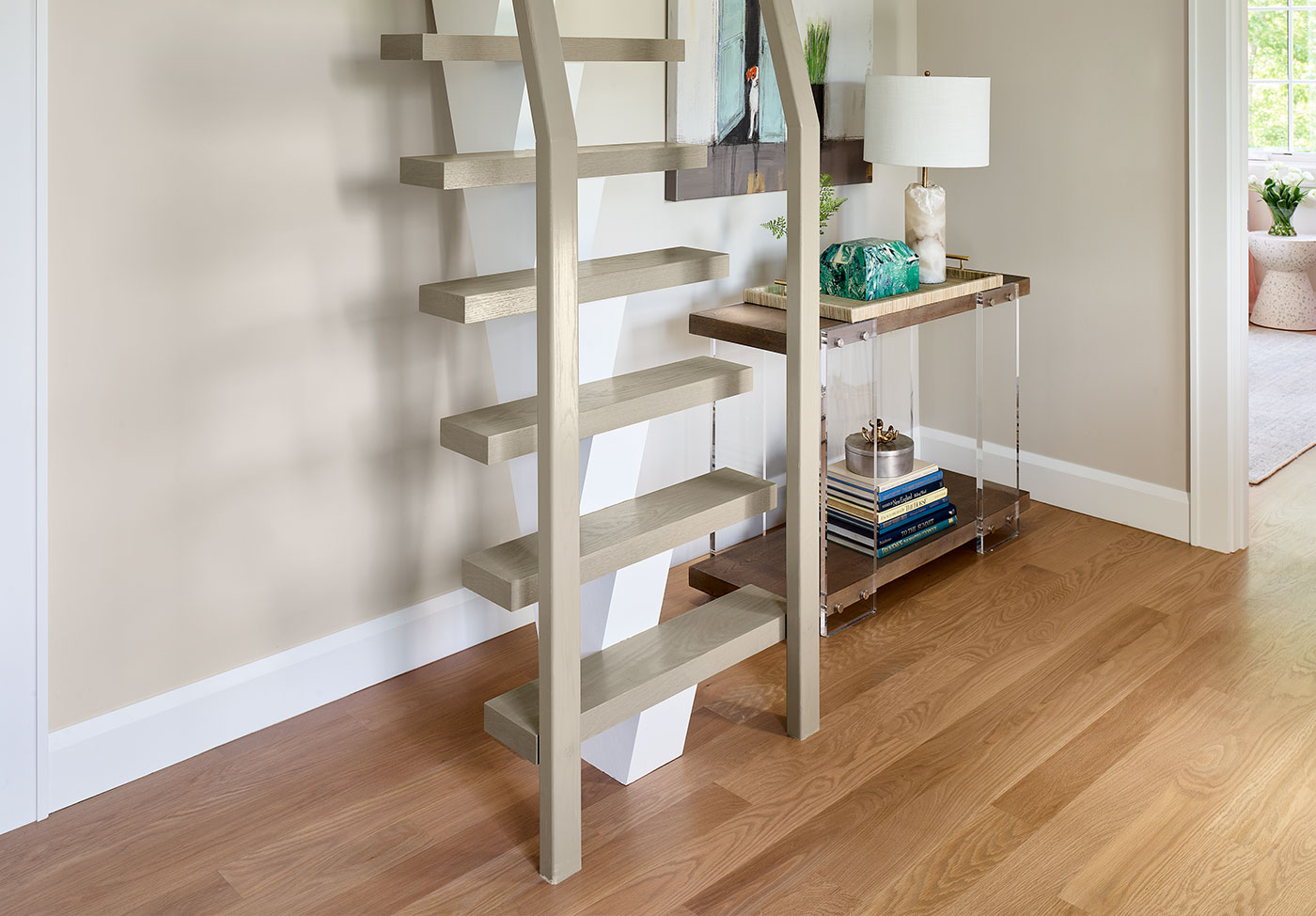Staircase ladder to the loft.