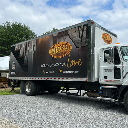 Baird Brothers Fine Hardwoods truck in the Tionesta area after driving from Canfield, Ohio.