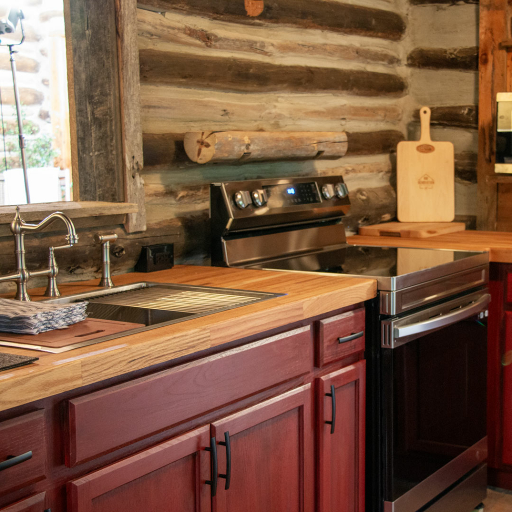 Finished kitchen renovation in Renovation Hunters season 2 log home repair.