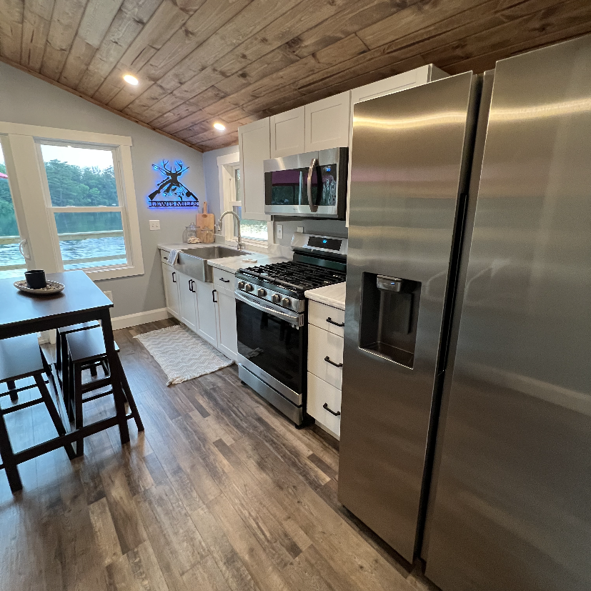 Kitchen updated as part of Renovation Hunters’ tiny home makeover.